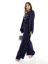 & Other Stories jumpsuit with half belt detail and split sleeves in dark blue