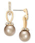 ფოტო #1 პროდუქტის Imitation Pearl and Pavé Drop Earrings, Created for Macy's
