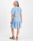 Фото #4 товара Petite Tiered Chambray Dress, Created for Macy's