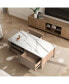Фото #2 товара Farmhouse Double Drawer Coffee Table, Tobacco Wood & White Marble