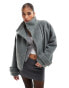 Фото #1 товара ASOS DESIGN funnel neck brushed formal biker jacket in charcoal