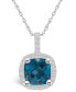 ფოტო #1 პროდუქტის London Blue Topaz (2-3/4 Ct. T.W.) and Diamond (1/4 Ct. T.W.) Halo Pendant Necklace in 14K White Gold