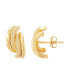 Polished Hollow 4 Row Curve J Hoop Stud Earrings in 10K Yellow Gold