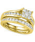 Фото #1 товара Diamond Cluster Channel-Set Bridal Set (1 ct. t.w.) in 14k White, Yellow or Rose Gold