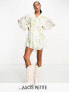 ASOS DESIGN Petite trapeze mini dress with blouson sleeve in mixed lace print