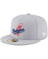 Фото #1 товара Men's Gray Los Angeles Dodgers Cooperstown Collection Logo 59Fifty Fitted Hat