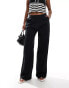 Фото #2 товара Brave Soul linen wide leg trouser in black