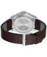 Фото #3 товара Men's Impress Quartz Multifunction Brown Leather Strap Watch 46mm