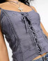 Фото #3 товара Reclaimed Vintage prairie cami top with embroidery in grey