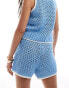 ASOS DESIGN knit beach short with contrast trim in blue