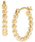 ფოტო #3 პროდუქტის Polished Beaded Tube Small Hoop Earrings in 10k Gold, 15mm