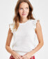 Фото #2 товара Women's Cotton Ruffle-Sleeve Sweater