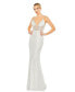 ფოტო #1 პროდუქტის Women's Embellished Plunge Neck Sleeveless Trumpet Gown