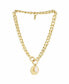 18K Gold Plated Chunky Chain and Disc with Cultured Freshwater Pearl Necklace