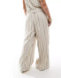 Фото #3 товара ASOS DESIGN Curve wide leg trouser with linen in deckchair stripe co-ord