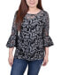 ფოტო #1 პროდუქტის Petite Burnout Bell-Sleeve Top