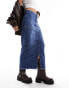 Фото #8 товара Vero Moda split front maxi skirt with side pockets in dark blue denim