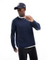 Фото #1 товара ASOS DESIGN oversized knitted wide ribbed crew neck jumper in navy