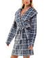 ფოტო #6 პროდუქტის Women's Plaid Shawl-Collar Wrap Robe