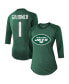 Фото #1 товара Women's Threads Ahmad Sauce Gardner Green New York Jets Player Name and Number Tri-Blend Raglan 3/4-Sleeve T-shirt