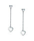 Фото #2 товара Simple Chain Long Linear Open Hearts Dangle Earrings Lightweight For Women Sterling Silver