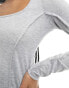 COLLUSION long sleeve top with square neck in grey marl