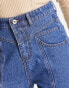 Fae high waist western style top stitch jeans in indigo blue