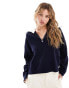 Фото #1 товара Mango high neck half zip jumper in navy