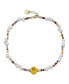 ფოტო #1 პროდუქტის 14k Yellow Gold Plated Multi Color Beads Necklace with Freshwater Pearls and a Smiley Charm for Kids
