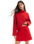 ASOS DESIGN super soft roll neck jumper with cuff detail in red