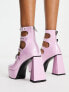 Lamoda True Romance multi buckle platform shoes in pink patent