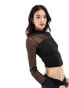 Фото #1 товара Urban Threads high neck mesh top in black