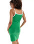 Pieces Sport Core mini dress with contrast trim in green and white