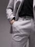 Topman – Eng geschnittene Anzughose in Grau mit Fischgrätmuster