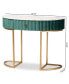 Фото #5 товара Beale Luxe and Glam Velvet Upholstered 1-Drawer Console Table with Faux Marble Tabletop
