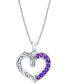 ფოტო #1 პროდუქტის Amethyst (1/2 ct. t.w.) & Diamond (1/20 ct. t.w.) Heart 18" Pendant Necklace in Sterling Silver