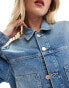 Фото #3 товара Tommy Jeans cropped carpenter denim jacket in light wash