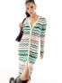 Фото #7 товара River Island chevron knitted maxi cardigan co-ord in green
