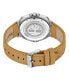 ფოტო #3 პროდუქტის Men's Williston Three Date Hand Wheat Genuine Leather Strap Watch, 44mm