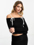 Фото #1 товара ASOS DESIGN off the shoulder top co ord with contrast strap detailing in black