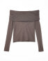 Фото #8 товара NA-KD fine knit draped neck top in light brown