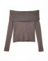 NA-KD fine knit draped neck top in light brown