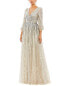 Фото #1 товара Mac Duggal Sequined Wrap Over 3/4 Sleeve Gown Women's