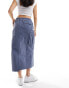 Фото #6 товара Sixth June parachute cargo skirt in blue/grey