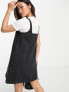 Фото #5 товара ASOS DESIGN Petite denim pinny dress in black