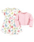 Baby Girls Baby Cotton Dress and Cardigan 2pc Set, Butterflies