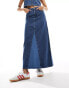 Фото #4 товара Something New Denim maxi skirt with contrast split front pannel co-ord in medium blue wash