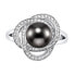 Laguna silver ring with real natural black pearl LPS0044B