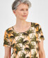 Фото #3 товара Women's Printed Scoop-Neck Short-Sleeve Top, Created for Macy's