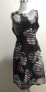 AX Paris Women's Printed Scoop Neck V Back Mesh Fit Flare Dress Black Multi 12